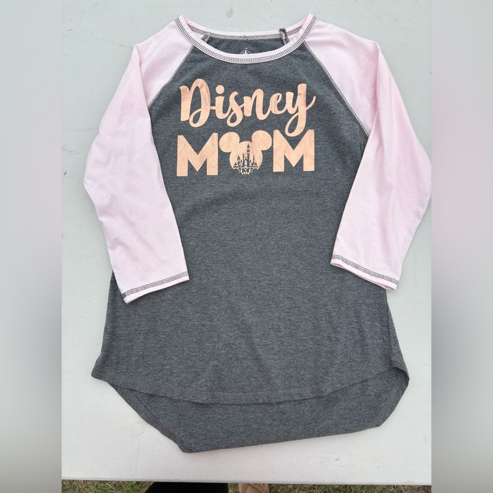 Disney MOM jersey style Shirt - Pink and Gray